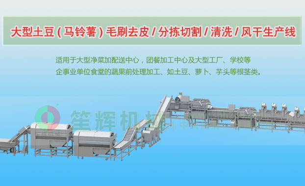 敦煌连续式土豆去皮清洗切割风干生产线